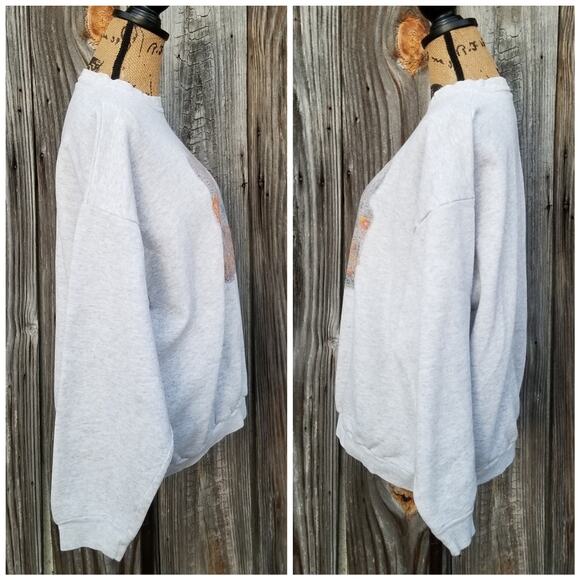 VTG Distressed Deer Print Sweatshirt Size XL Grey Animal Nature Tultex Vintage - Picture 3 of 10